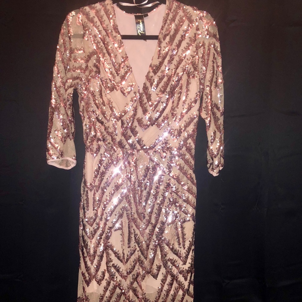 Rose Gold Sequin Party Dress